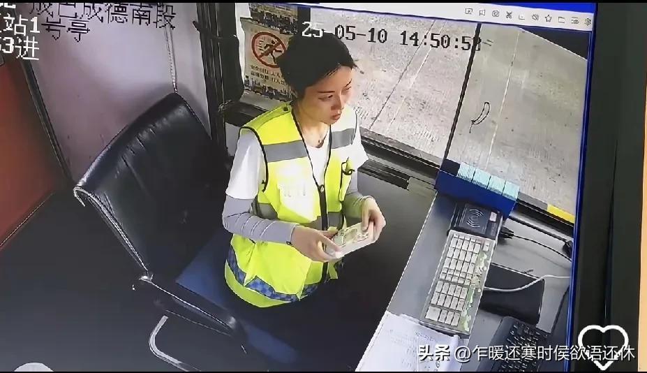 高速收费站美女小姐姐身后冒出一条毒蛇，她竟然没发现。最后她看到后，魂都吓没了吧。