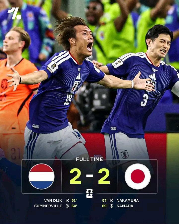 日本在2026年国际足联世界杯F组以2-2战平荷兰，取得了充满活力的表现。他们在