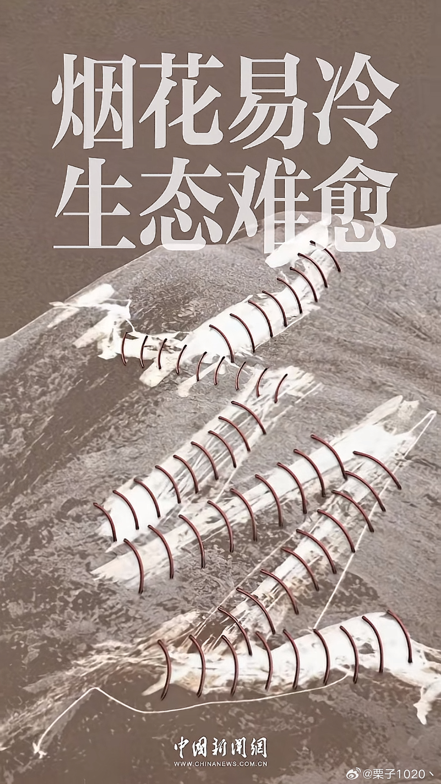 始祖鸟成炸山鸟安踏岂能装睡烟花易冷，生态难愈。整个山头生态都将被破坏，并且像沙漠