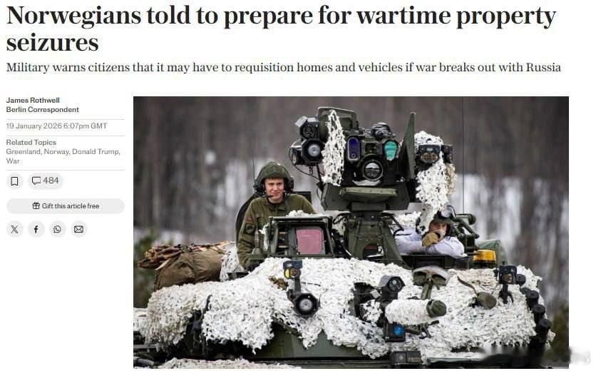 🇳🇴挪威已向数千名公民发出信件，敦促所有人做好准备，以应对一旦与俄罗斯发生战