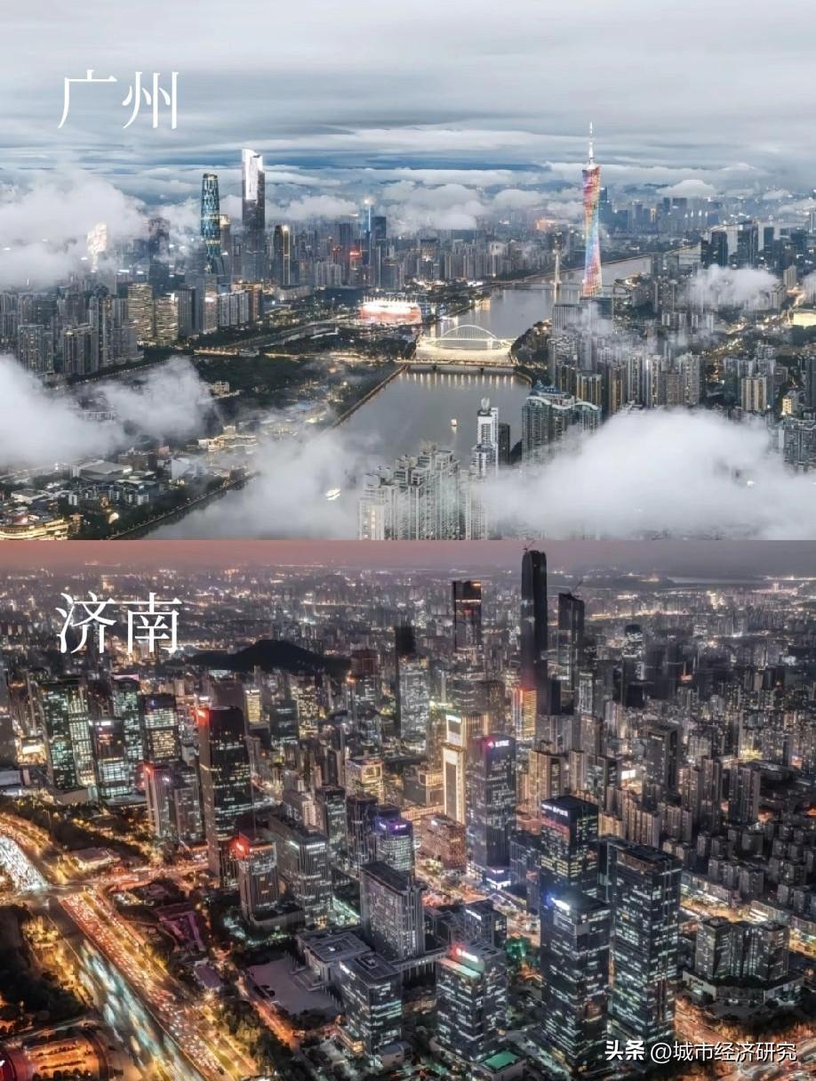 济南市城建与广州市城建对比情况，图片里属于济南城建与广州城建对比，从图片对比情况