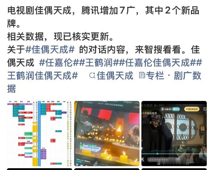 任嘉伦《佳偶天成》热度后劲太顶了！6月7日新增7条广告，今日又新增3条！剧集收官