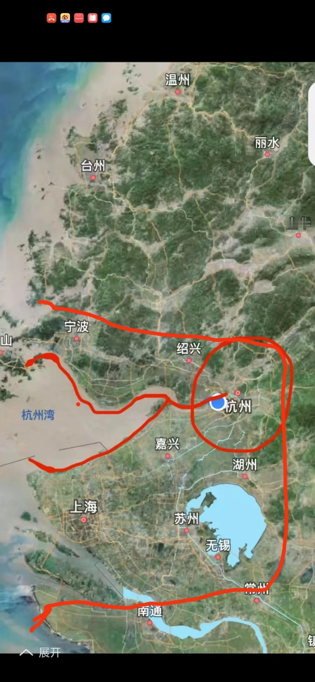 把江苏浙江上海地图倒向看。
长三角上海是世界中心。
湖州杭州宁波靠山聚宝盆。