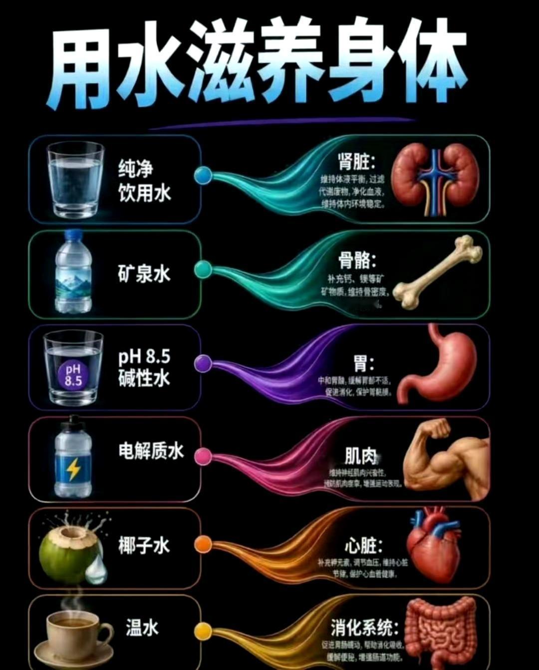 用水滋养身体。