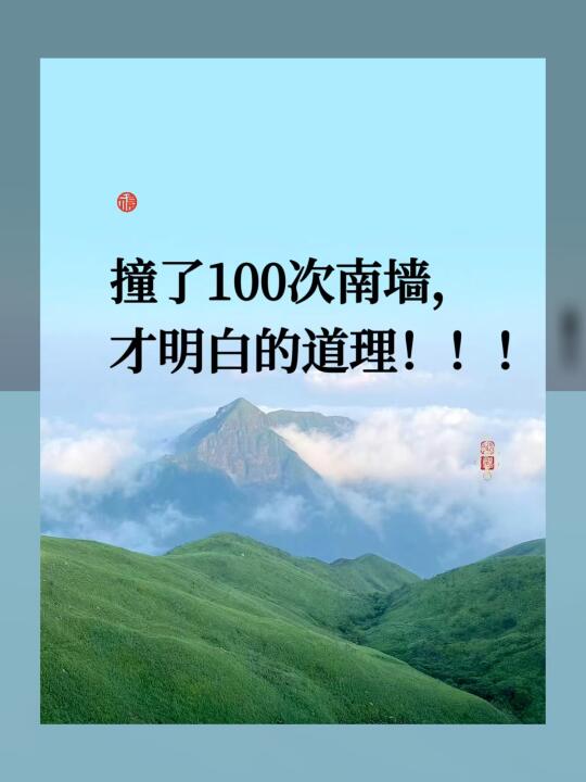 撞了100次南墙，才明白的道理‼