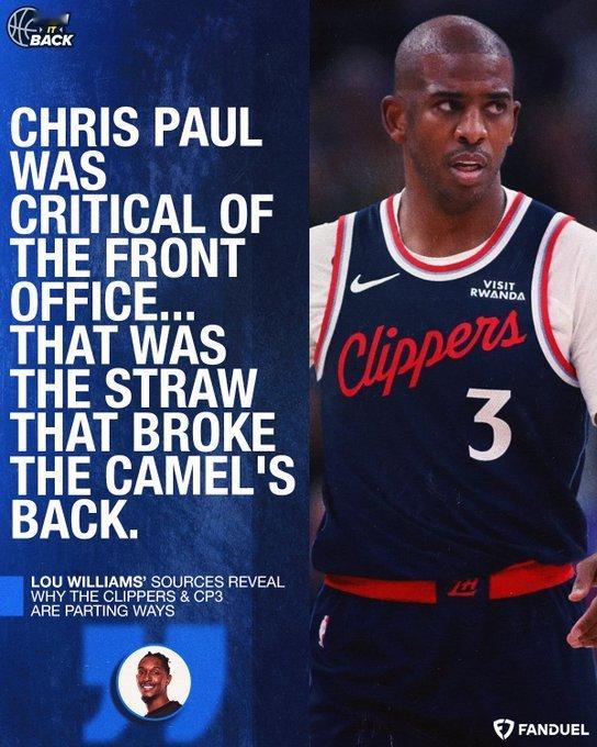 路易斯·威廉姆斯从快船队内部获悉球队与克里斯·保罗分道扬镳的原因“保罗甚至向全队