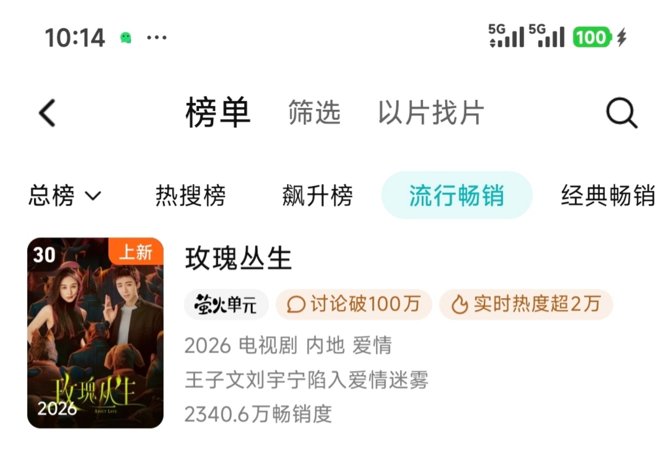 刘宇宁新剧《玫瑰丛生》开局19广开播，拿下：1️⃣2026萤火单元首播年冠2️⃣