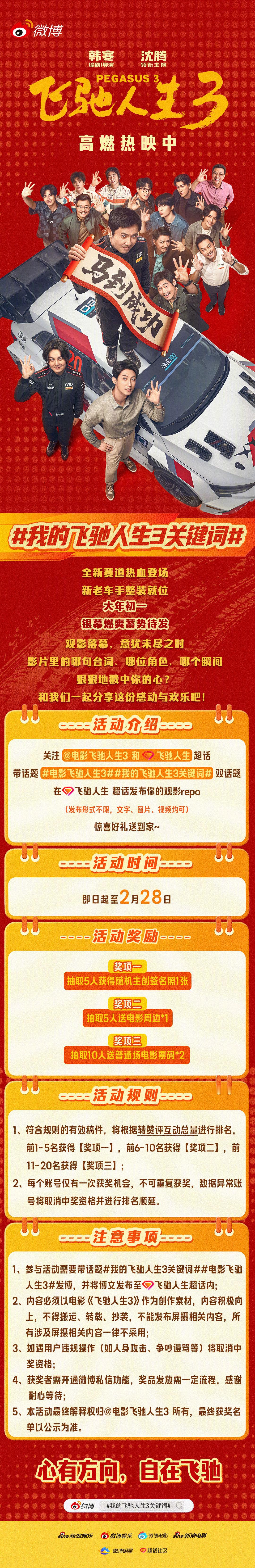 电影飞驰人生3今日上映，七年回忆杀再现，全新赛道热血启程！来飞驰人生 超话，参与