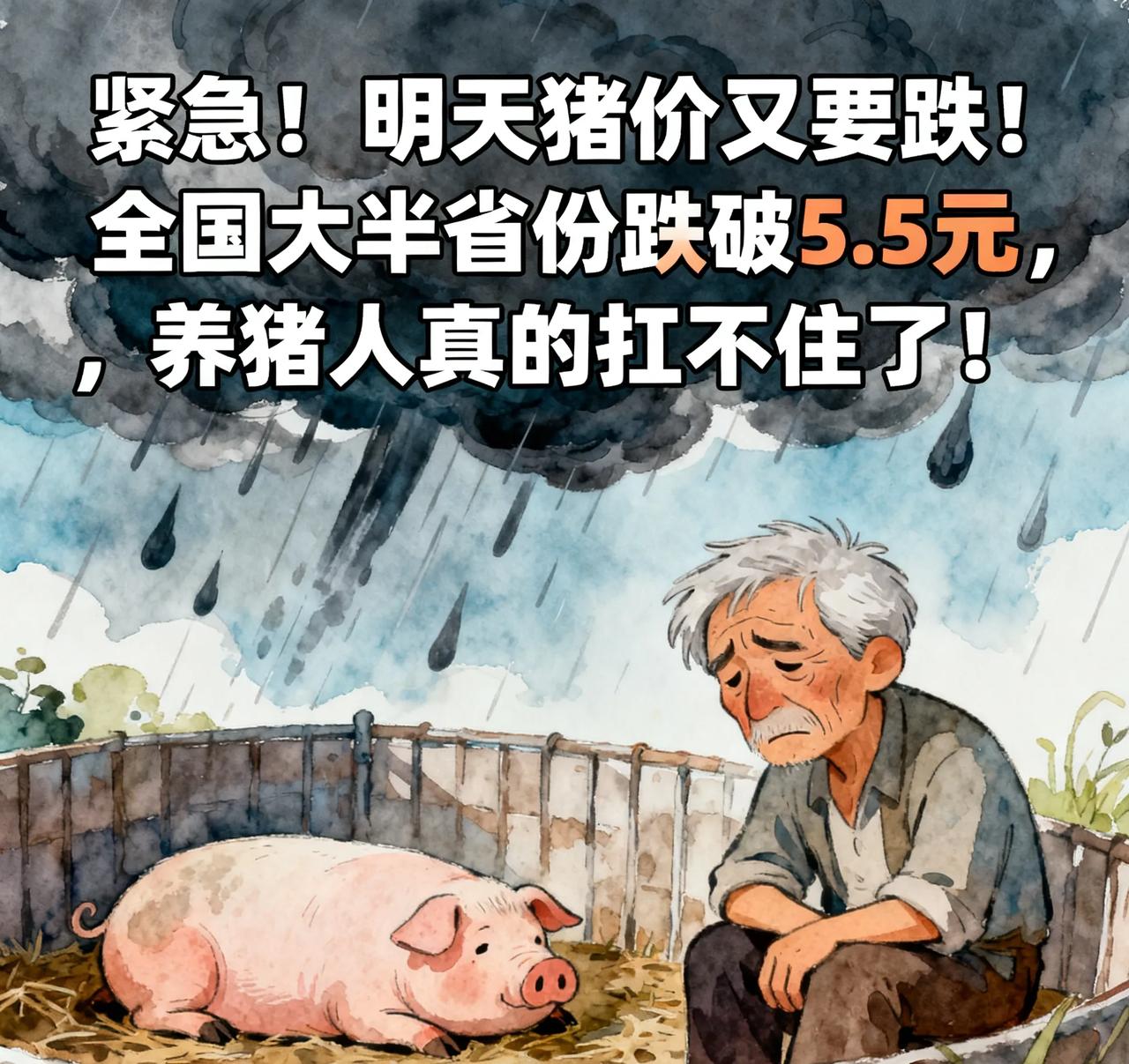 明天猪价又要跌！全国大半省份跌破5.5元，养猪人真的扛不住了！
 
家人们谁懂啊