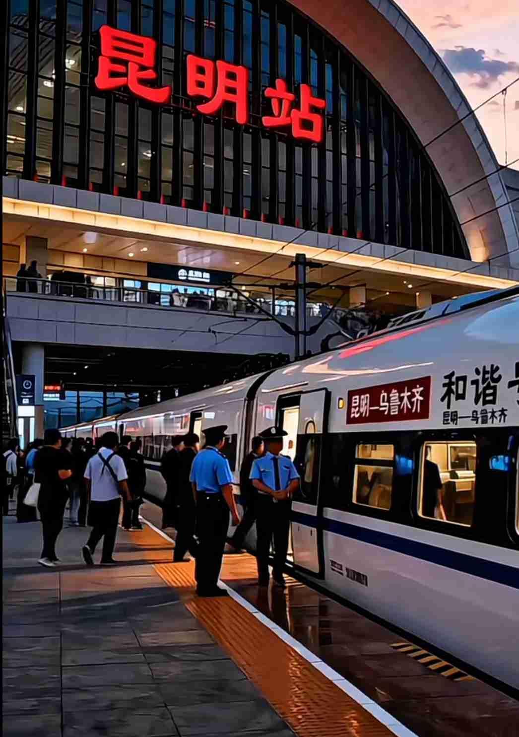 带定位晒今日生活 昆明火车站的和谐号，那可是出行利器。我去乌鲁木齐玩，就是在昆明