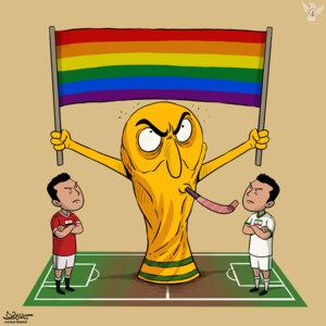 胡塞武装发表的这幅与世界杯相关漫画到底是什么意思，就连无所不能的豆包都解释不了