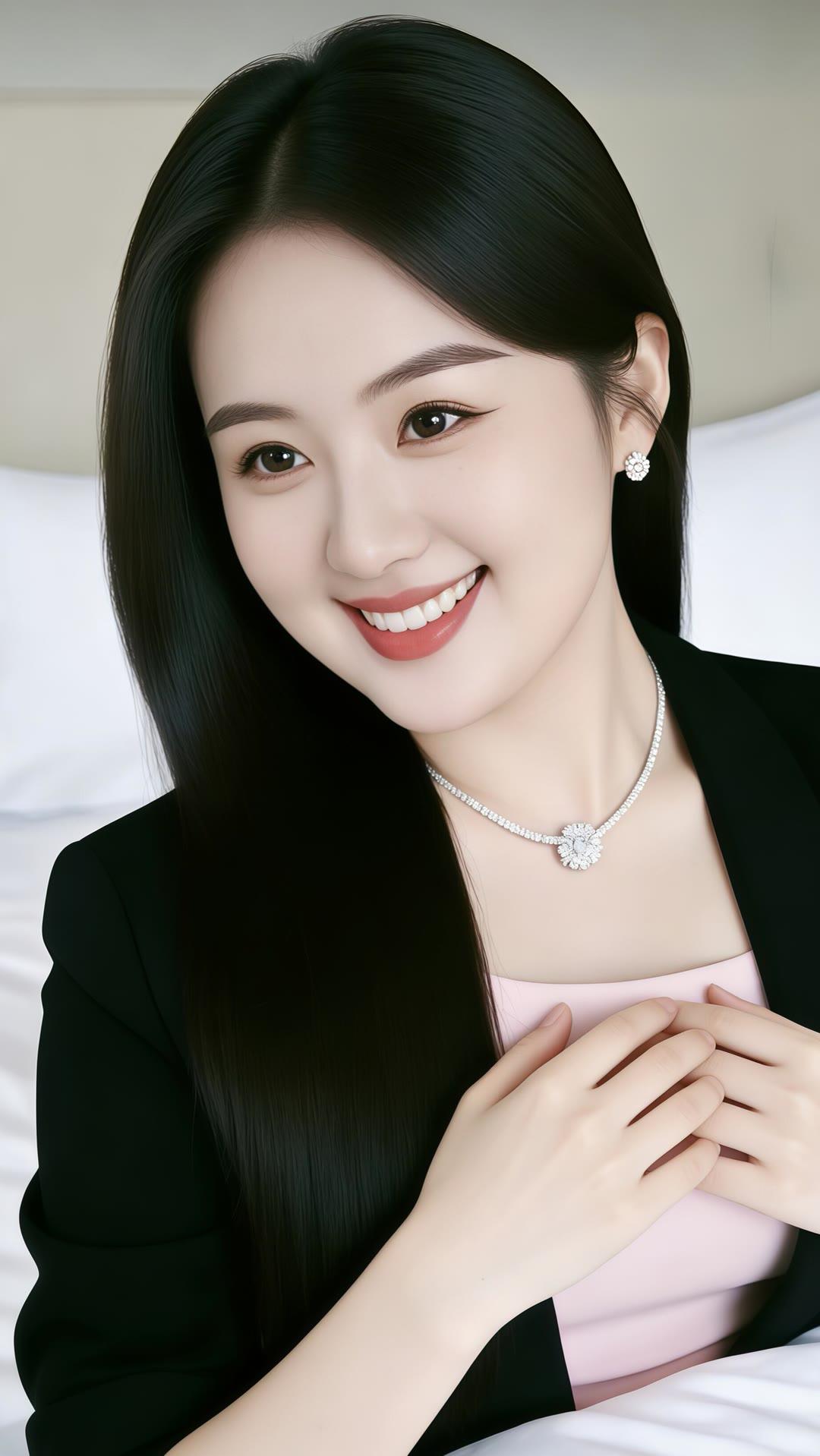 优雅微笑，珠宝闪耀，自信满满的一天！🌟✨