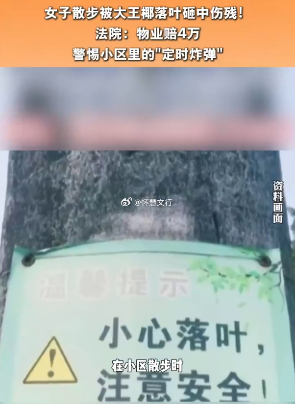 珠海一女子被树叶砸成十级伤残 近日，广东珠海发生一起高空坠物伤人事件。一名女子在