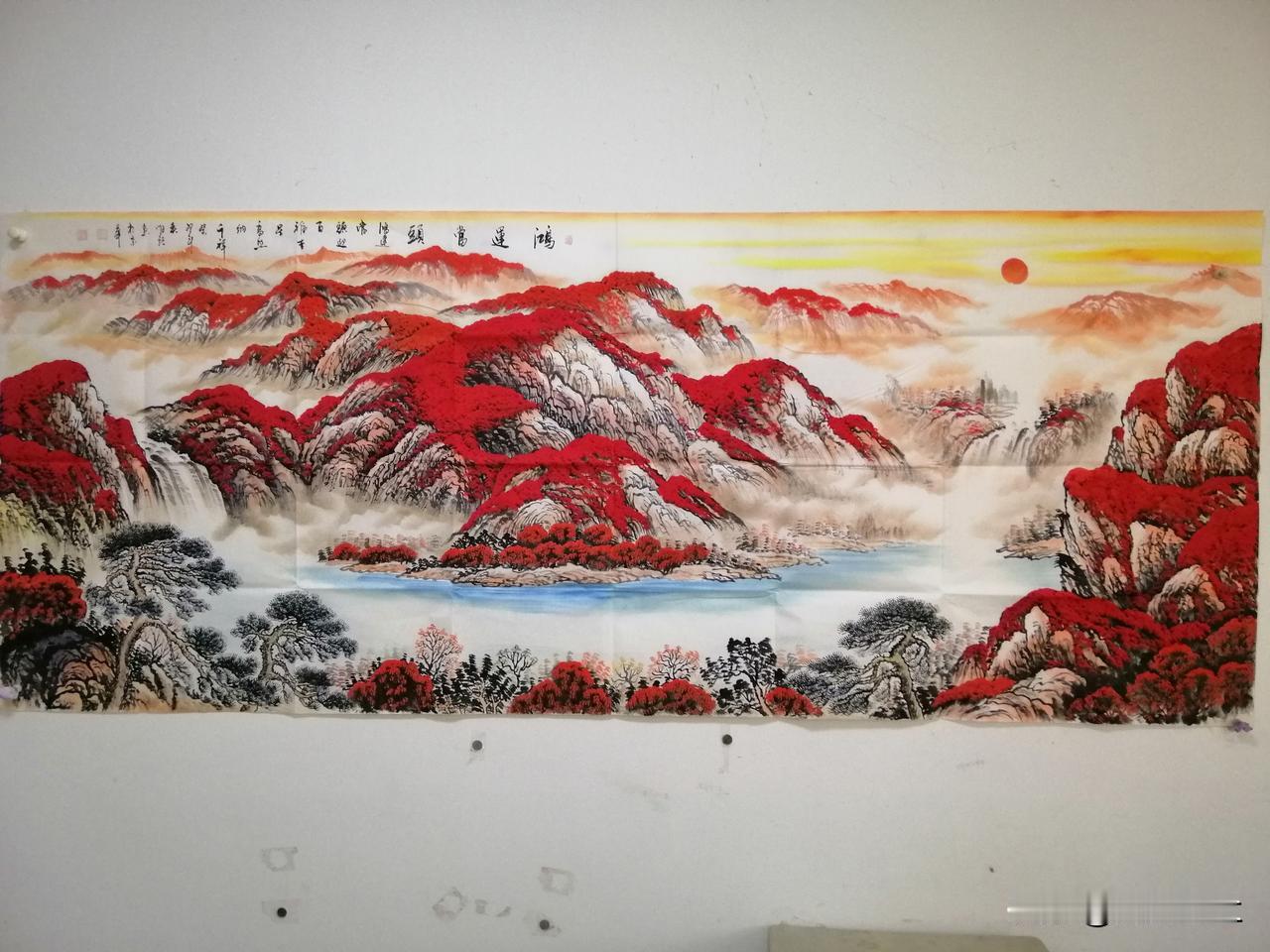 小八尺国画，鸿运当头。名家作品。