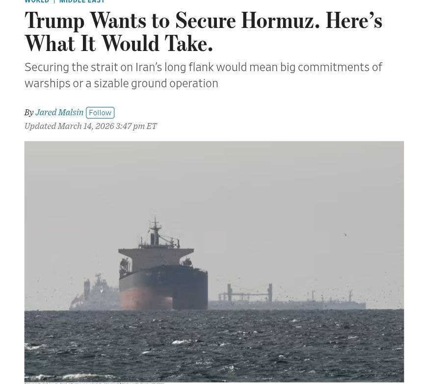 美国《华尔街日报》指出，特朗普总统迅速解除霍尔木兹海峡封锁的承诺，可能比白宫所说