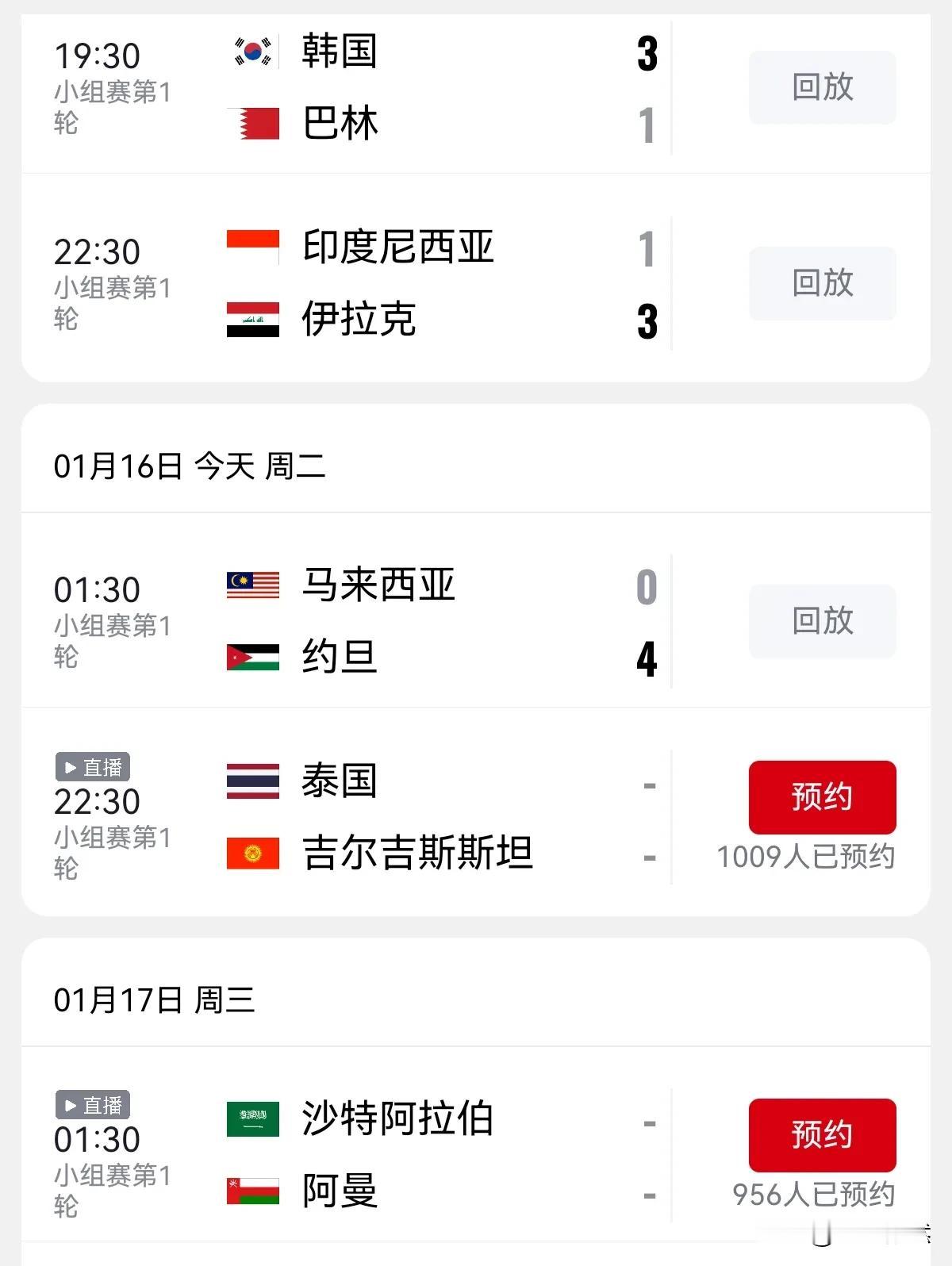 2023卡塔尔亚洲杯第一轮还有最后两场比赛。
      昨晚至今日凌晨完成3场