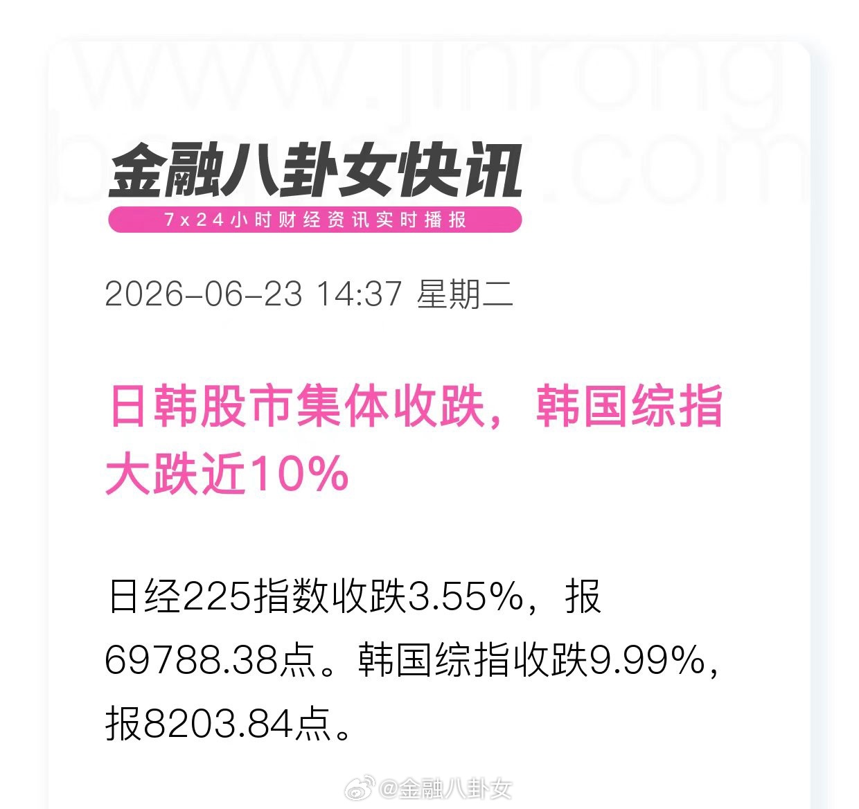 日韩股市集体收跌，韩国综指大跌近10% 