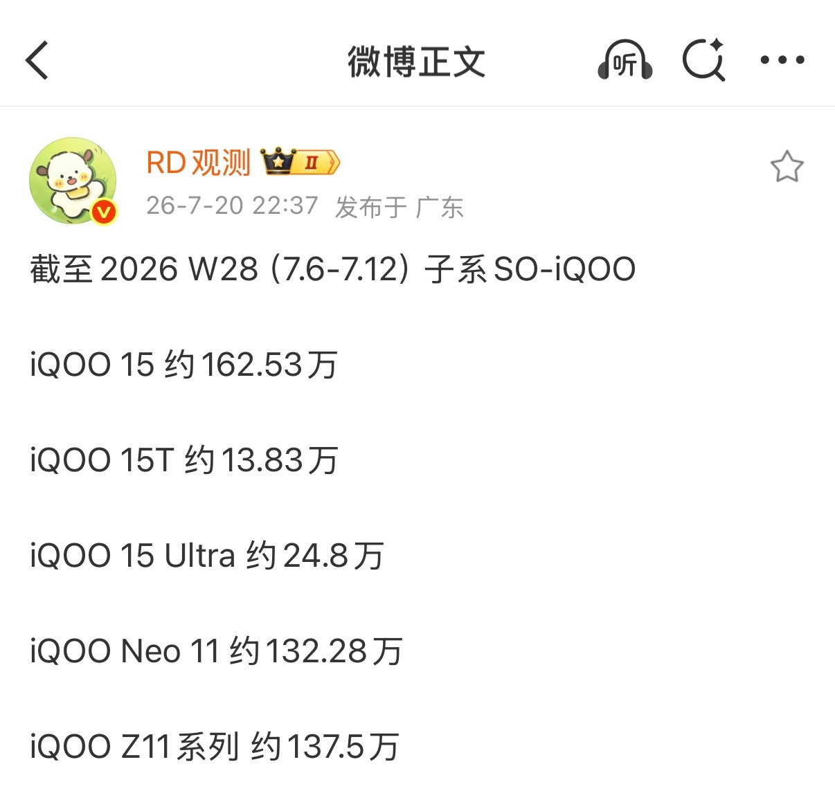 好家伙？iQOO 全系居然卖了 470.94 万台？这销量在子系里面也算数一数二