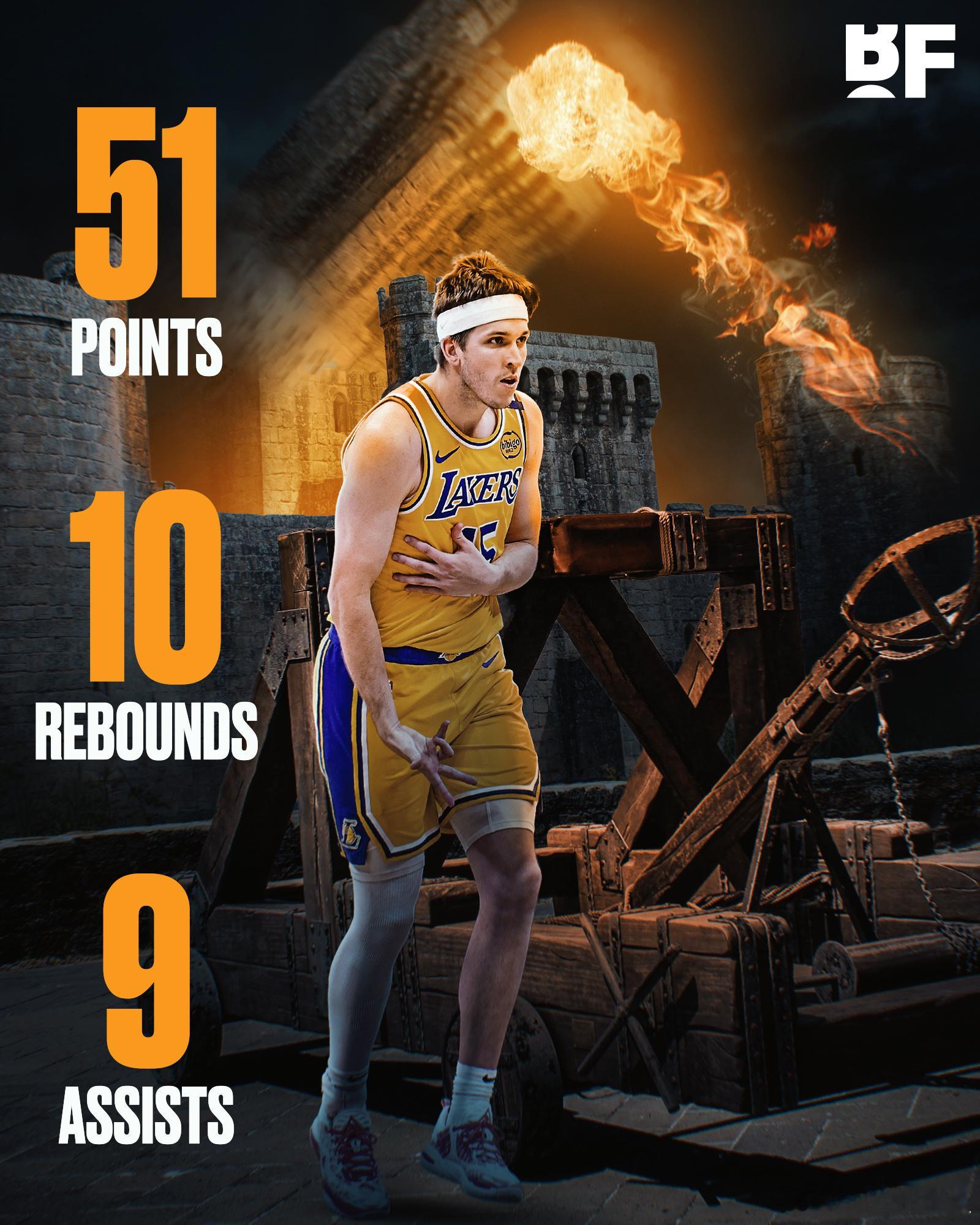 里弗斯生涯之夜！爆砍51分10篮板9助攻！带领湖人127-120战胜国王！ ​​