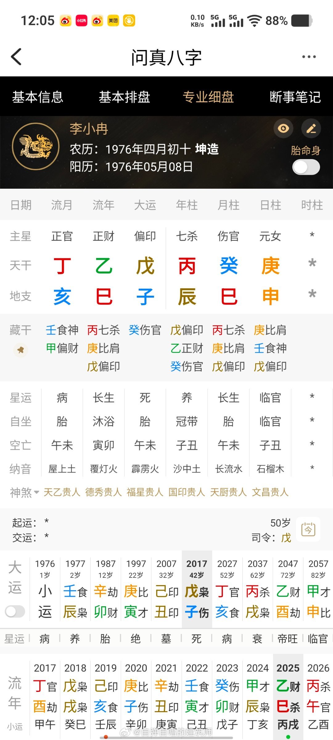 曝李小冉徐佳宁离婚李小冉这八字逻辑不难。官杀旺，喜印来化煞生身，所以2014年官