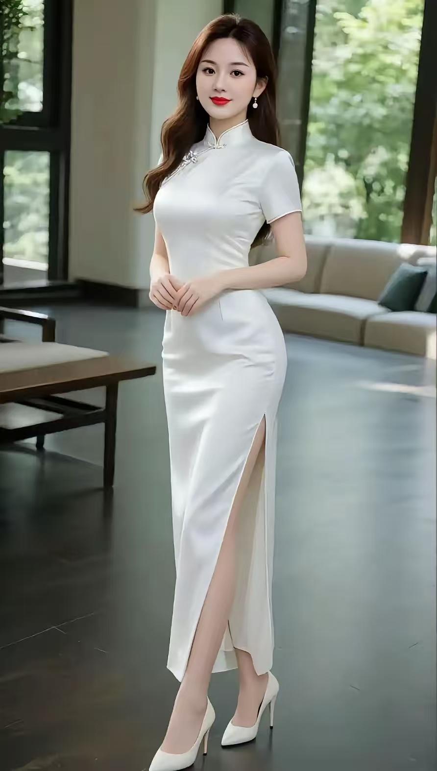 殿前欢·旗袍佳人
黛眉垂，
柳姿藏韵韵藏诗。
杏眸映水波光媚，
云鬓盘丝。
朱唇