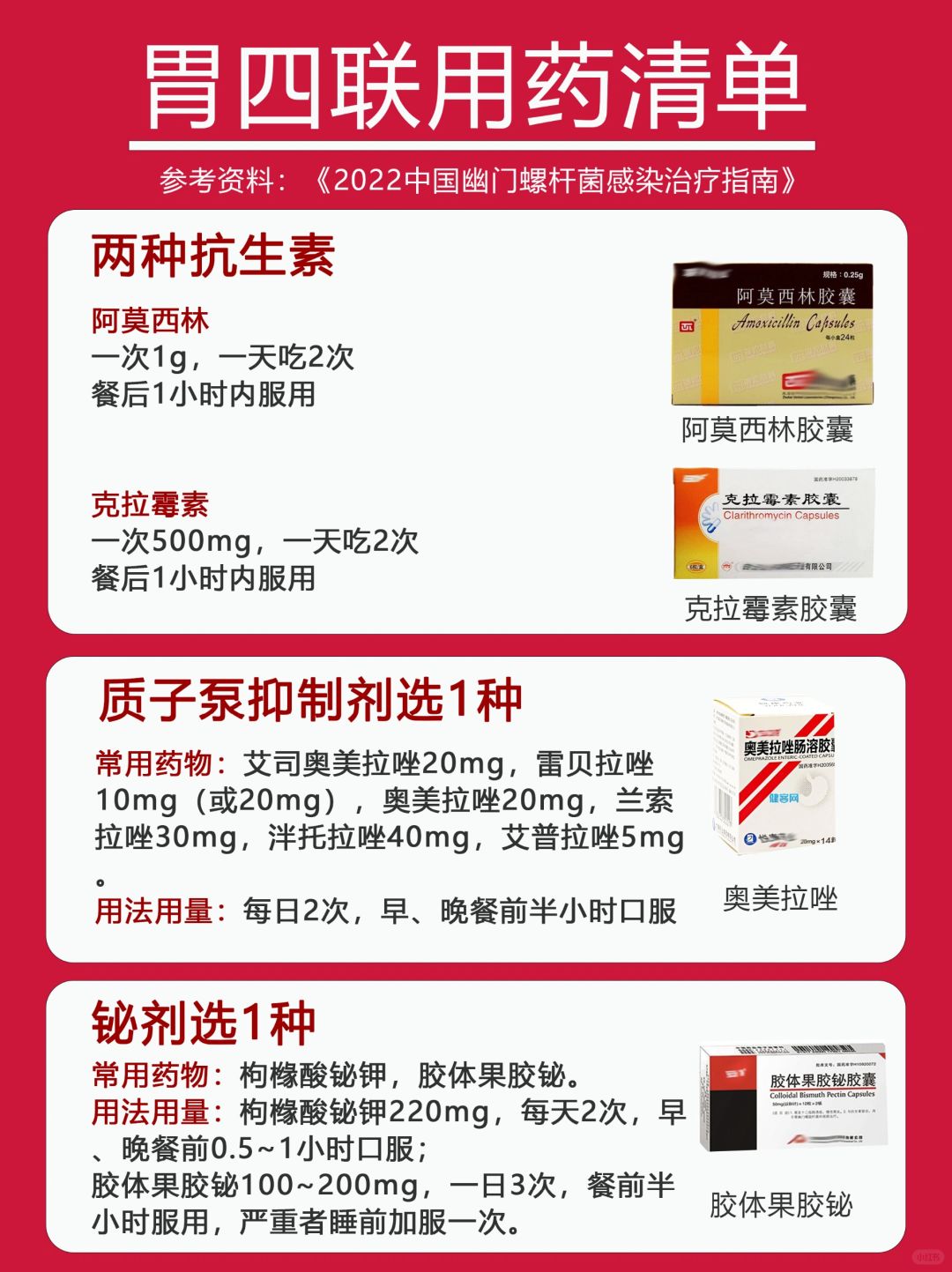 胃四联用药最详细的用药清单，看完就明白