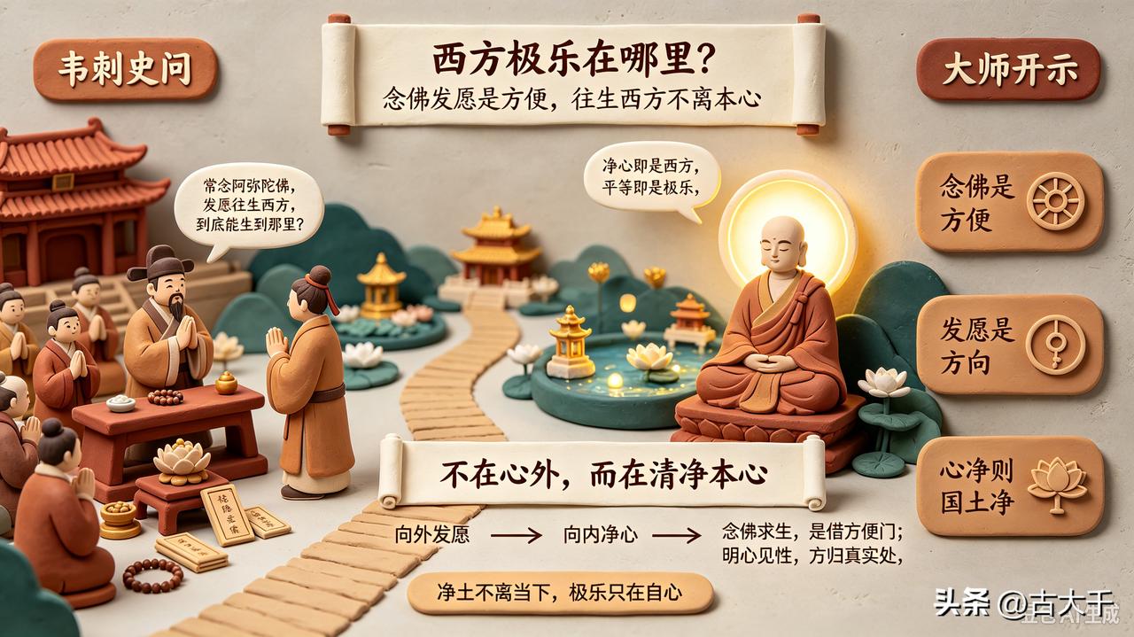 坛经故事②‖西方极乐在哪里？

韦刺史问完达摩见梁武帝的事，心里还有一个疑问。