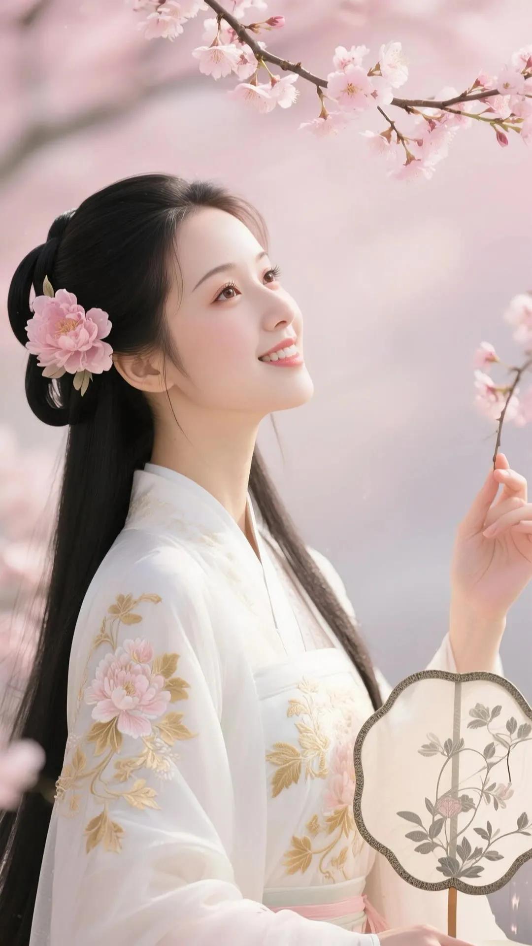 樱花树下，笑靥如花，古风美人，惊艳时光。