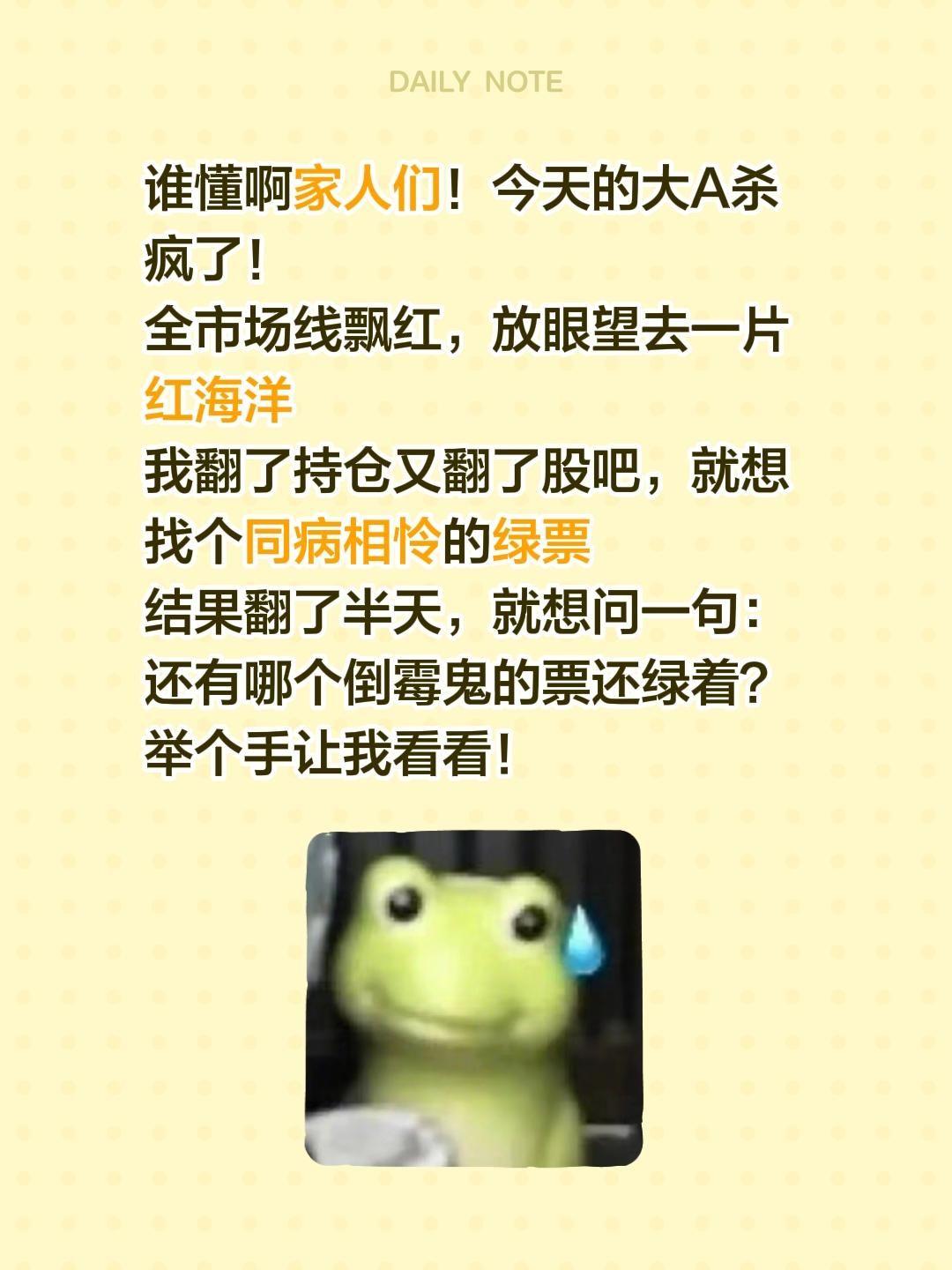 谁懂啊家人们！今天的大A杀疯了！ 全市场线飘红，放眼望去一片红海洋 我...