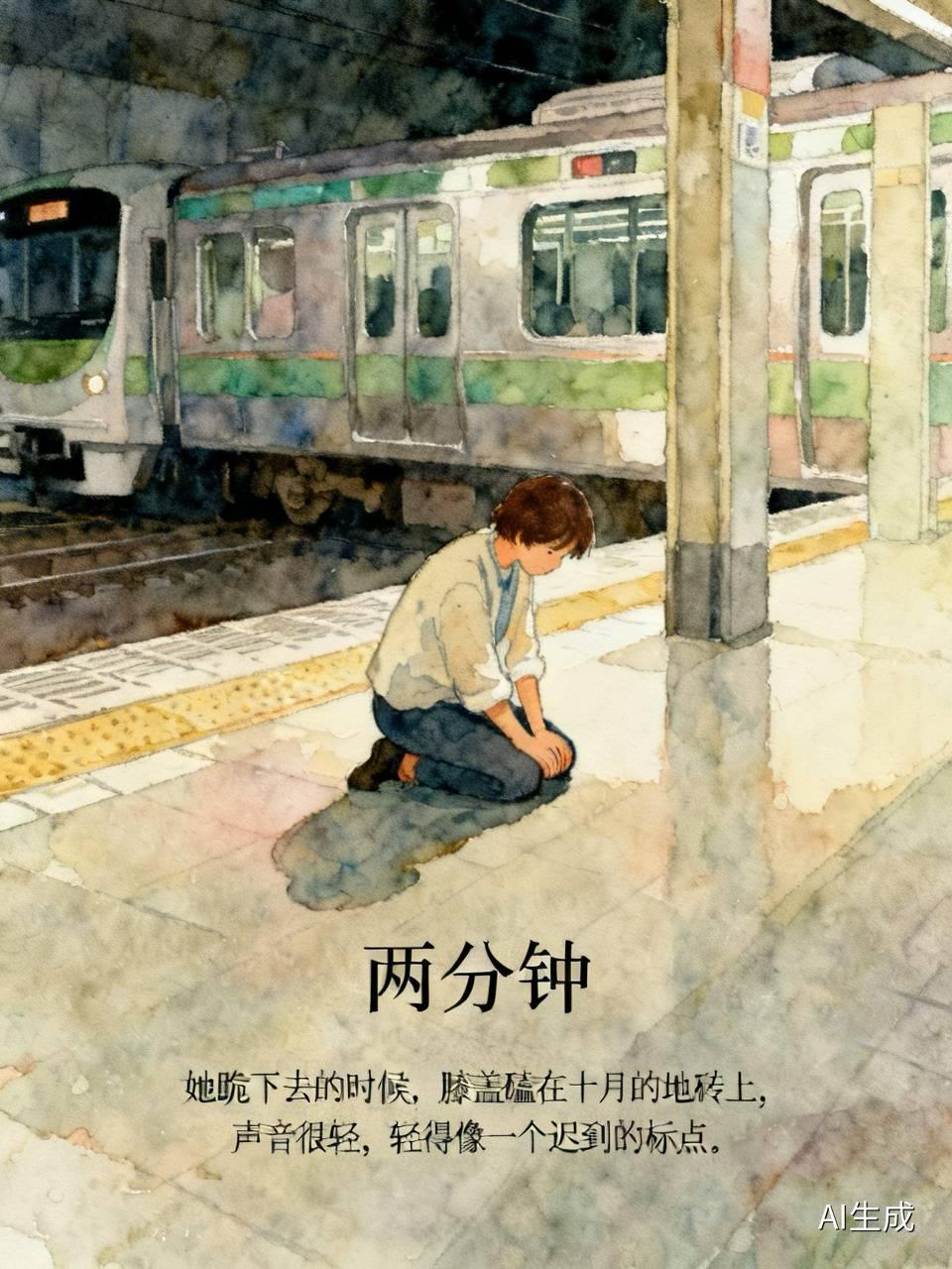 两分钟

闸机是一道闭合的河。

她跪下去的时候，膝盖磕在十月的地砖上，声音很轻