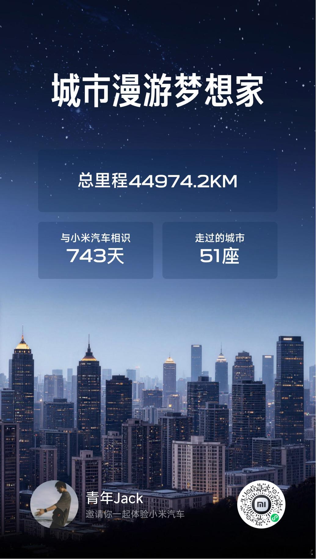 小米汽车活动，达成十万公里的车主可以得到实体徽章我看了下，我小米汽车总里程4.4