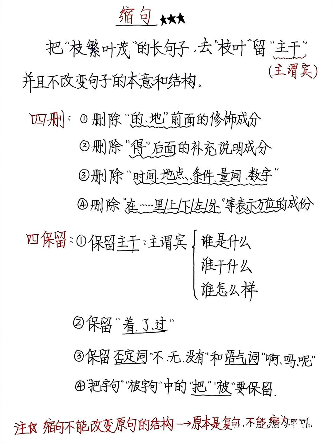 【缩句技巧】快收藏起来备用吧！