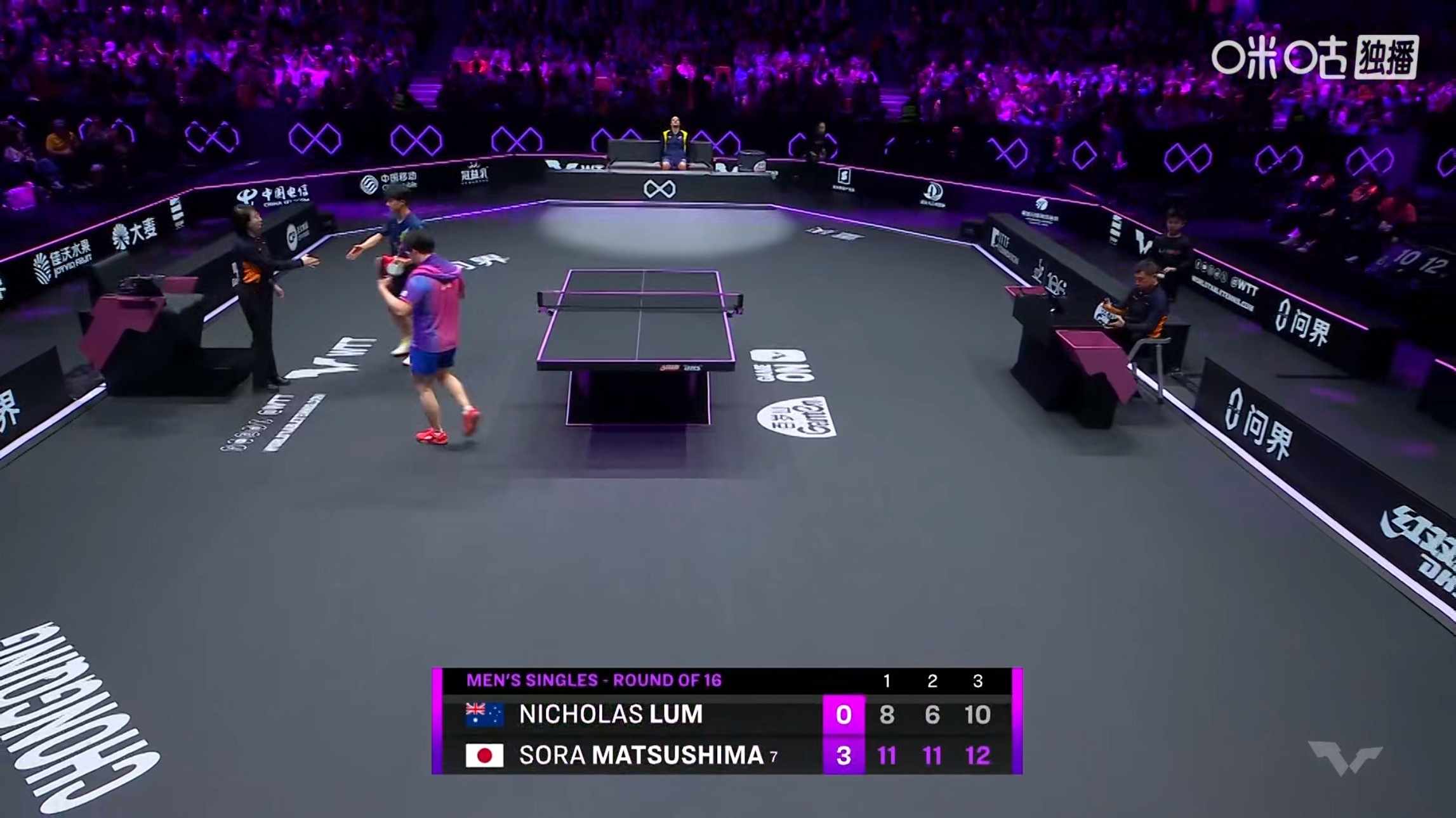 松岛辉空3比0林文政(11-8，11-6，12-10)晋级wtt重庆冠军赛202