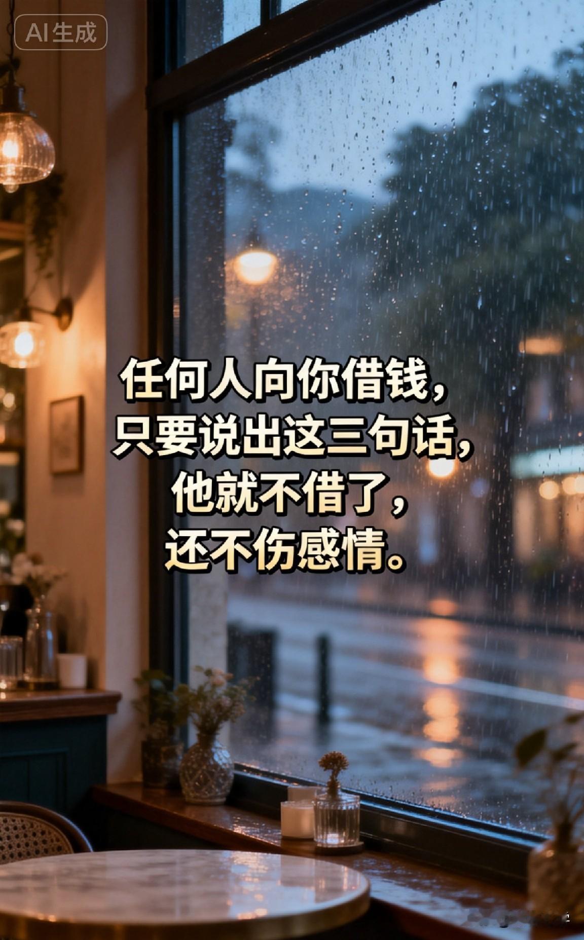 任何人向你借钱，只要说出这三句话，他就不借了，还不伤感情。

作家巴金曾说过一句