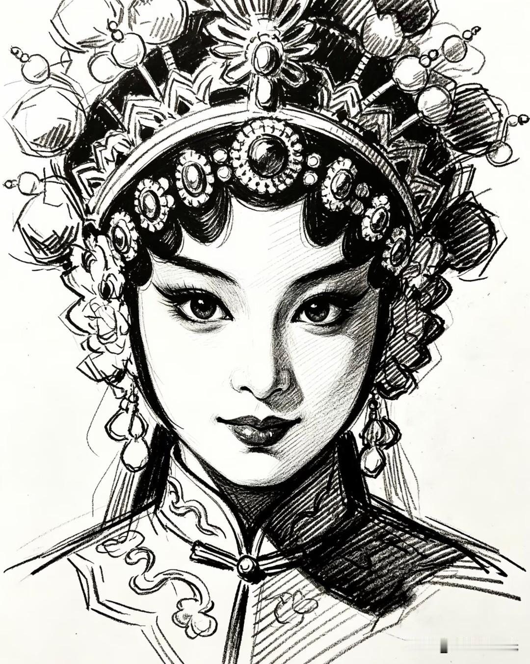 眉眼含情，一颦一笑皆戏韵风华。
郭小O戏曲人物绘画素材分享 绘画素材
戏曲人物插