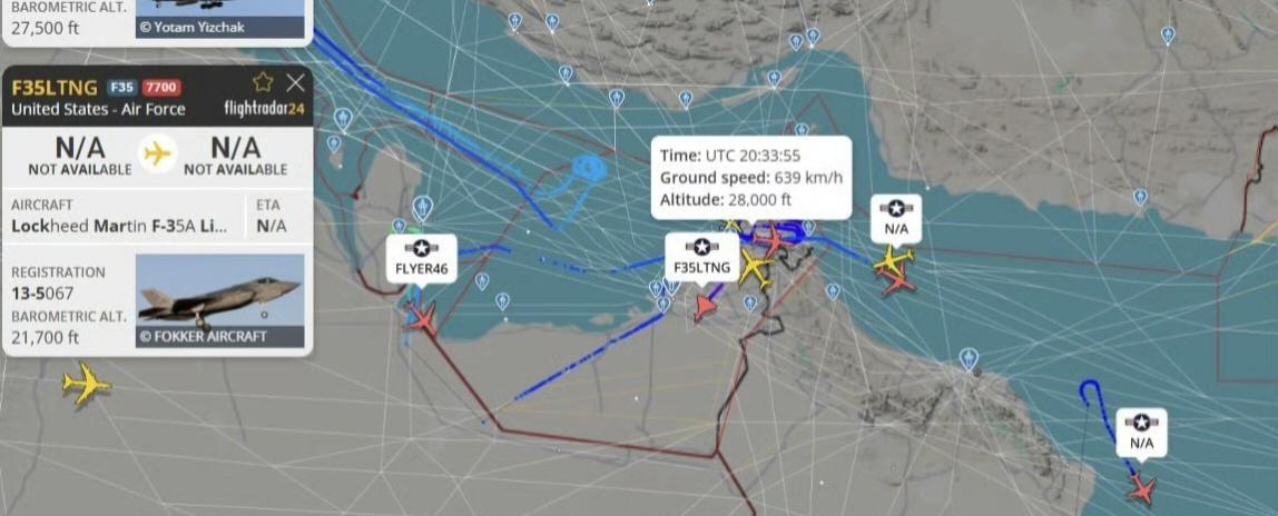 美国空军编号13-5067的F-35A隐身战斗机发布7700紧急代码之后，以每分