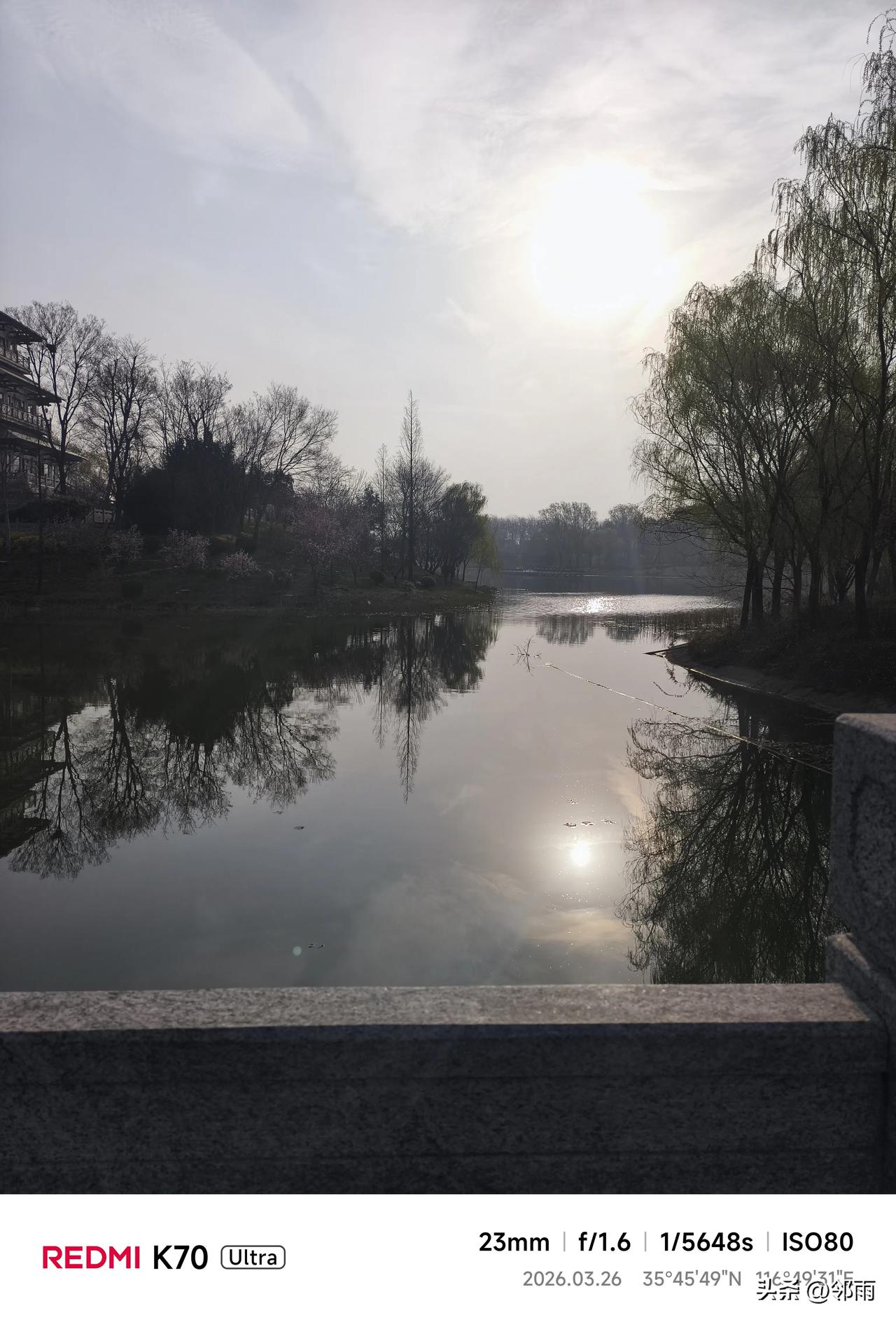 春暖花开，清明放假将至，公园里百花齐放，游人目不暇接，早霞映红了花儿的脸庞。晨练