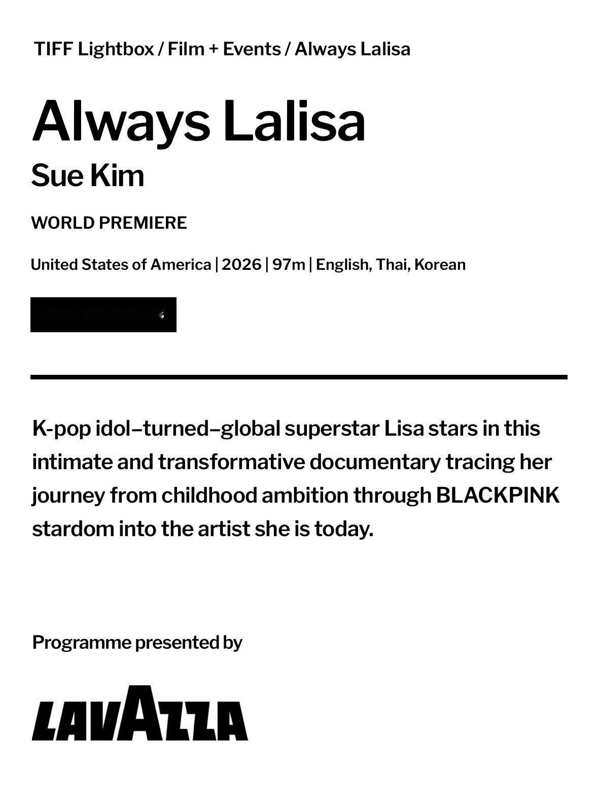 LISA  🥹 LISA KPOP女永一 260811 LISA 个人纪录片相