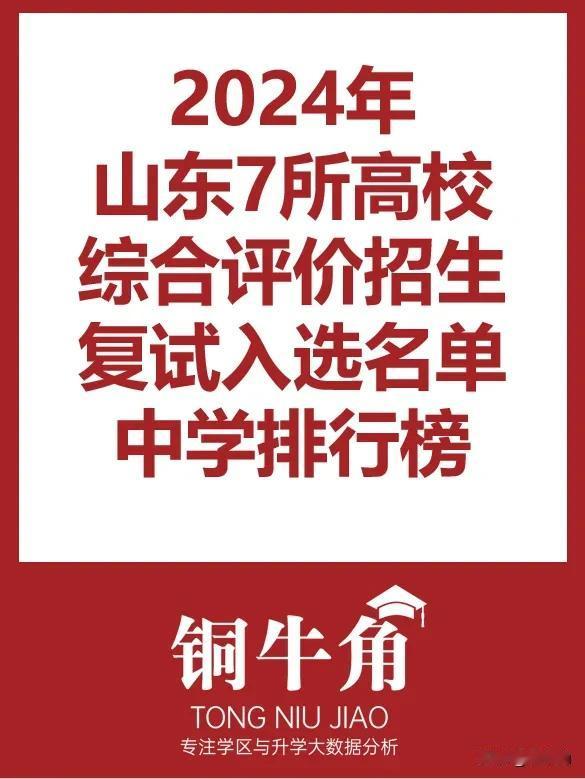 2024山东高中排行榜，7所高校综评复试入选人数