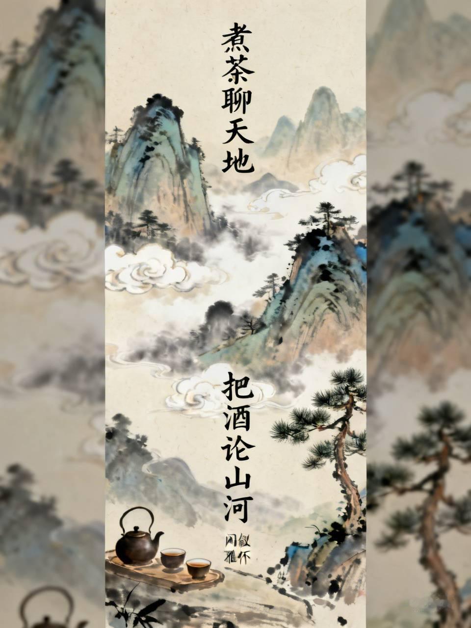 对下联原创
煮茶聊天地
 
1. 把酒论山河✨（首选，气势相配，对仗舒服）
​