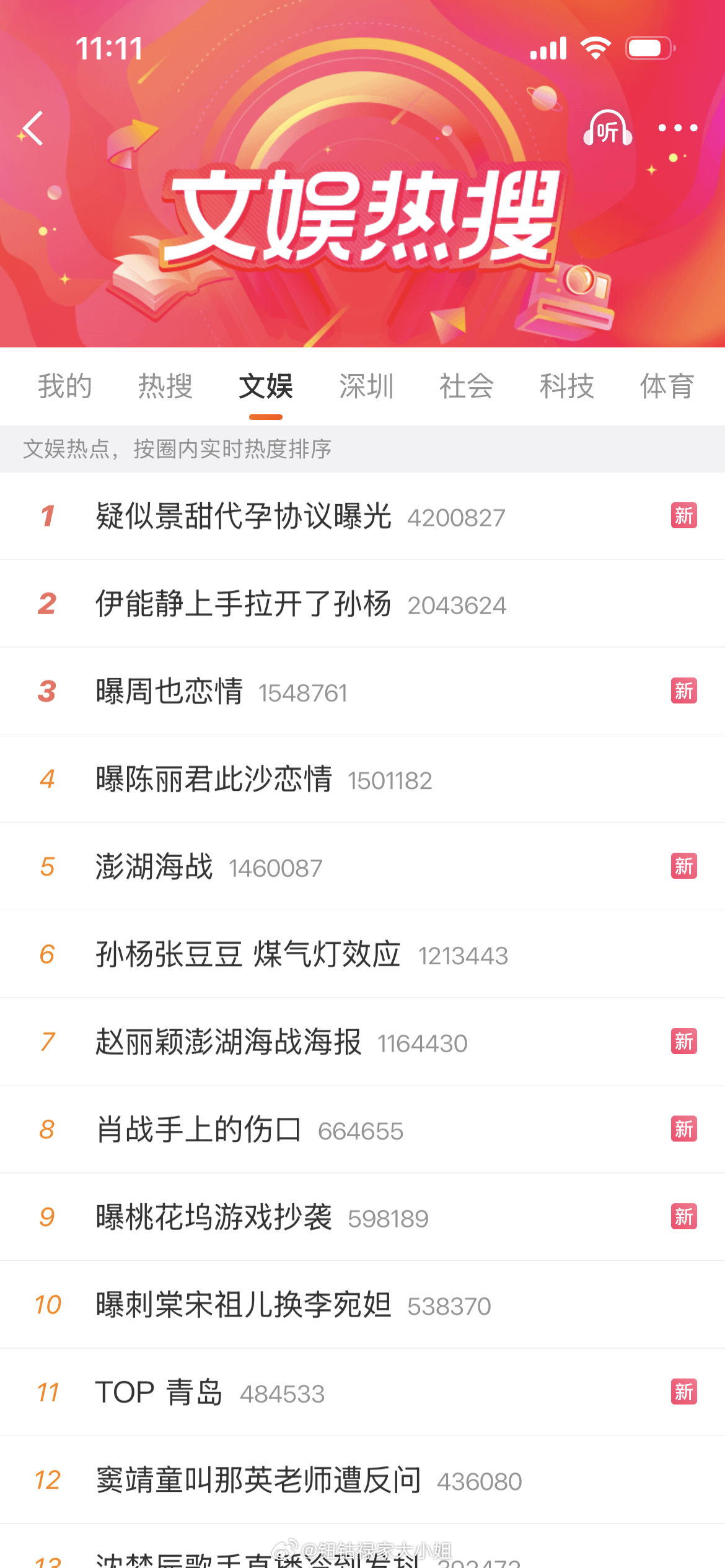 今天的文娱榜好生热闹啊，看戏 