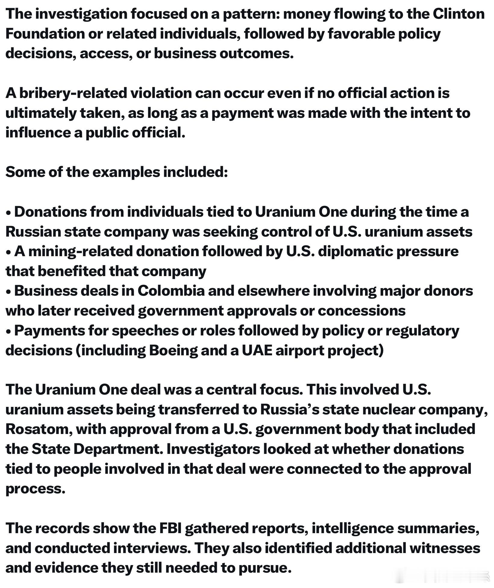 洪水閘門正在打開！FBI曾秘密調查克林頓基金會與Uranium One交易，參議