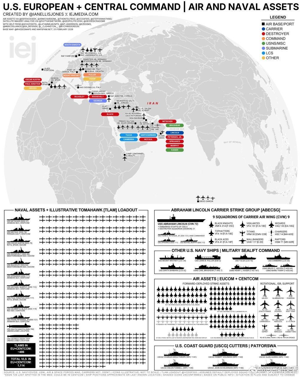 伊朗过去一周，中东地区局势持续发展之际，美国军事集结行动仍在推进：- 更多打击力