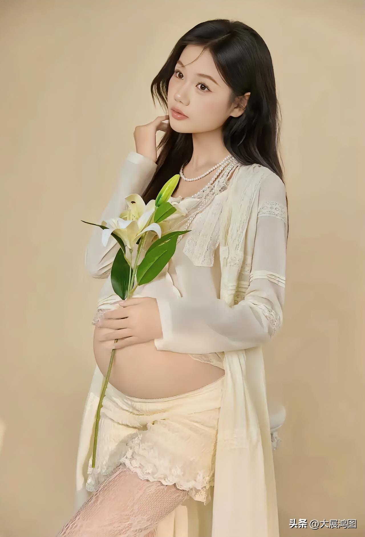 温柔孕味照，白纱裙与百合花的浪漫邂逅🌸✨