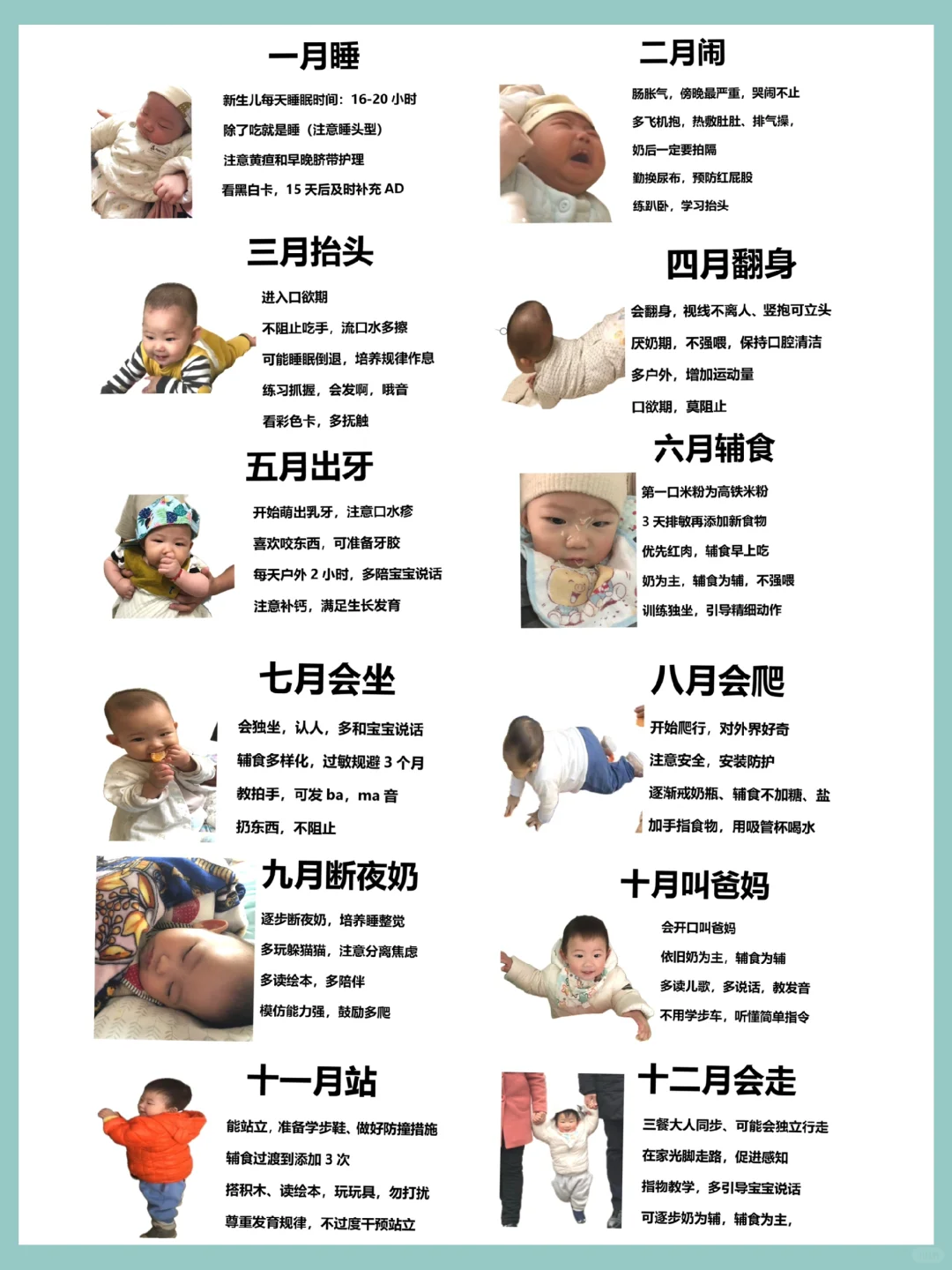 一篇看懂0～12月宝宝发育规律！