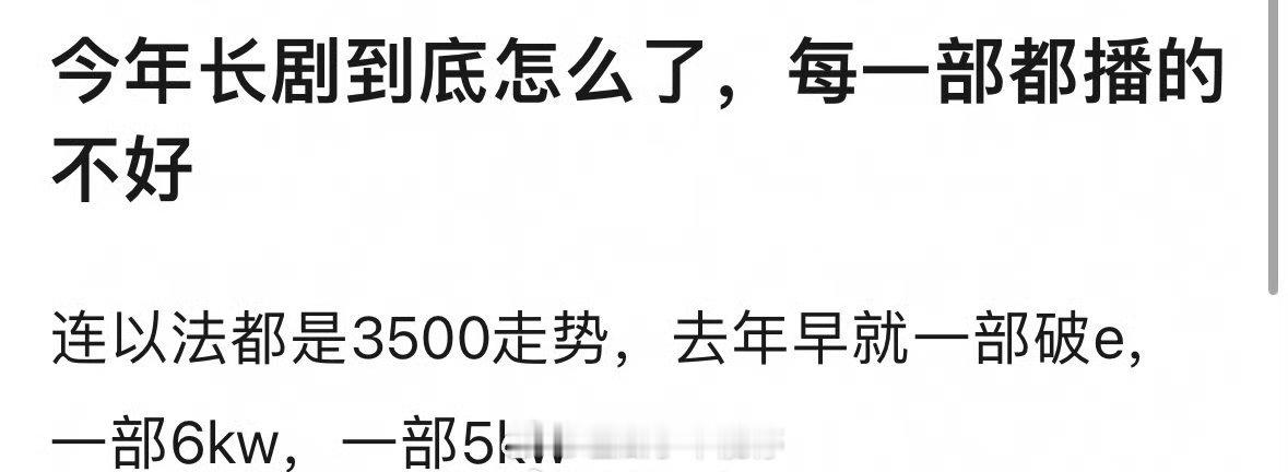 今年的长剧好像都播的不太好，原因是什么 ​​​