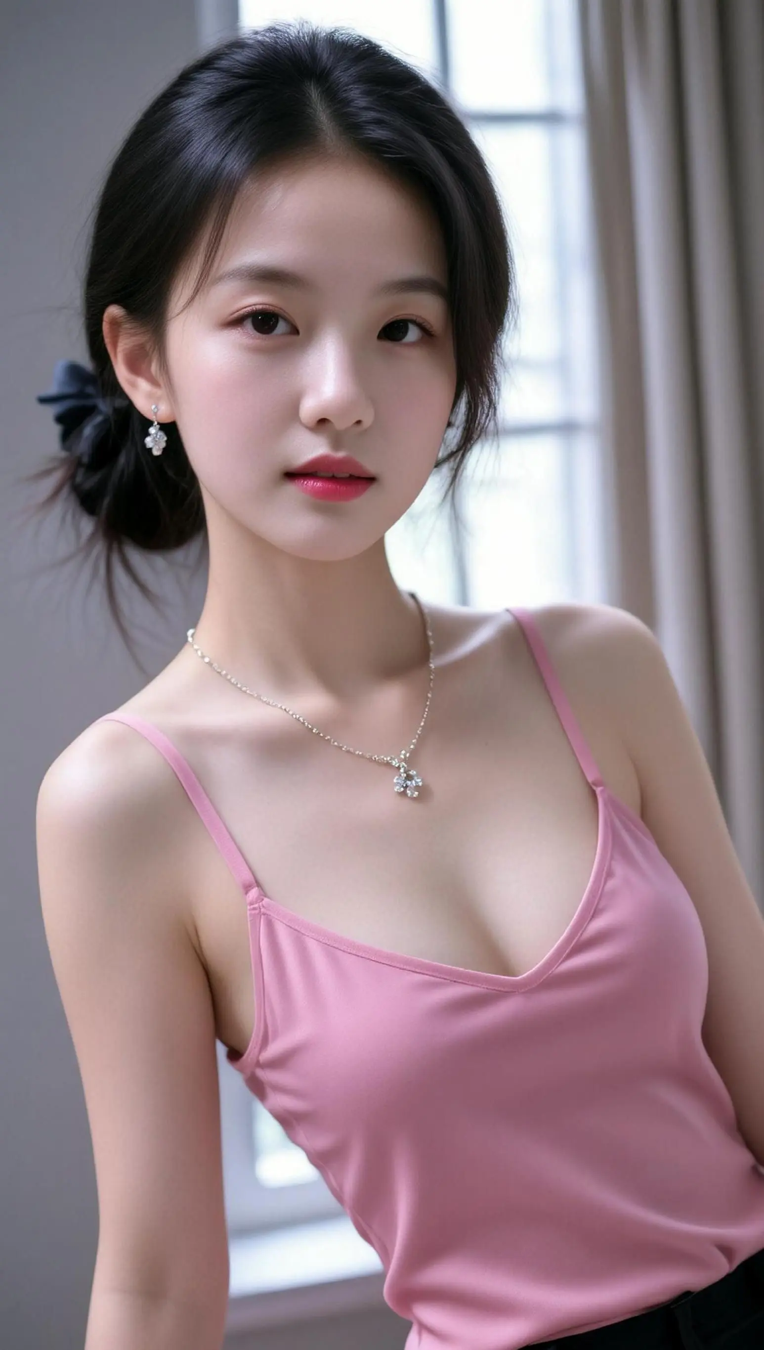 AI粉色吊带写真 ai创作