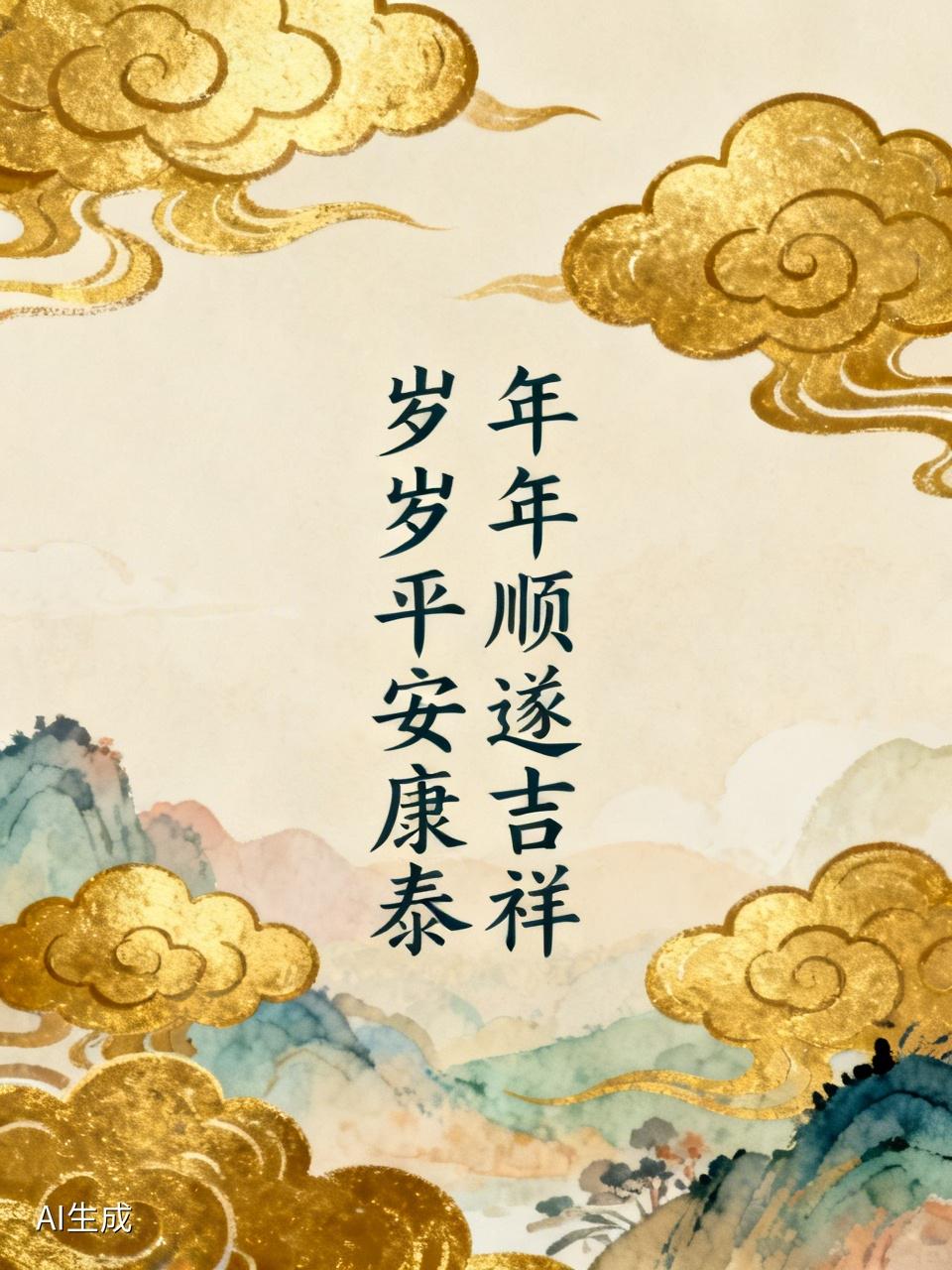 我觉得上联可以是“年年顺遂吉祥”。
“年年”对应“岁岁”，都是时间概念，很工整。