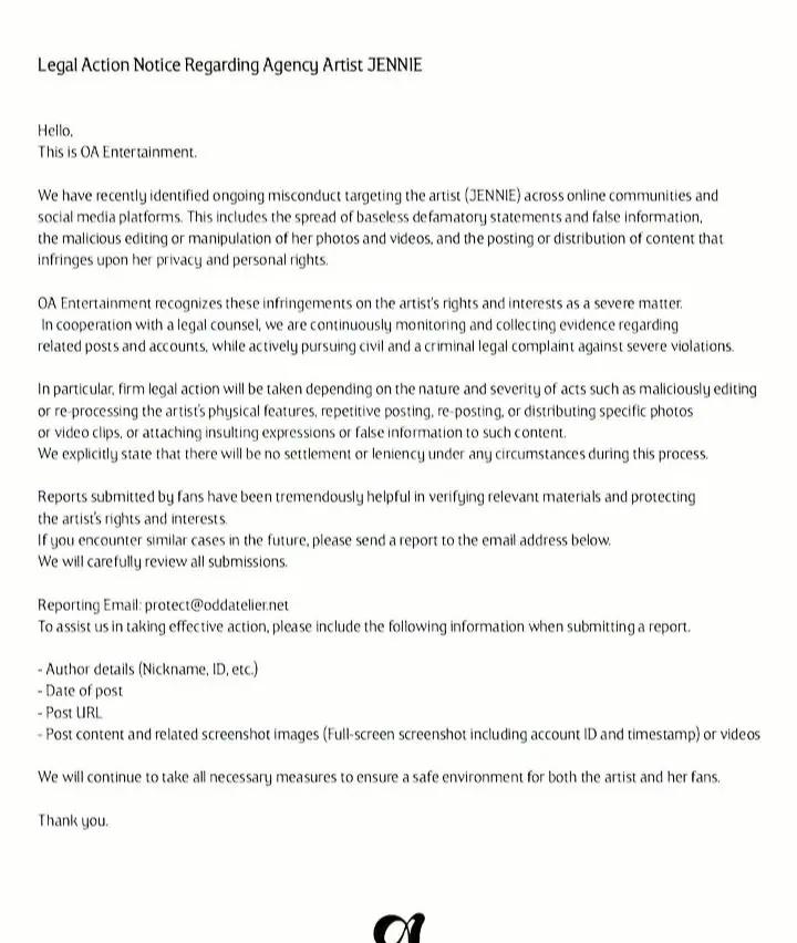 经纪公司OA发布法律行动公告。经纪公司OA发布法律行动公告jennie jenn