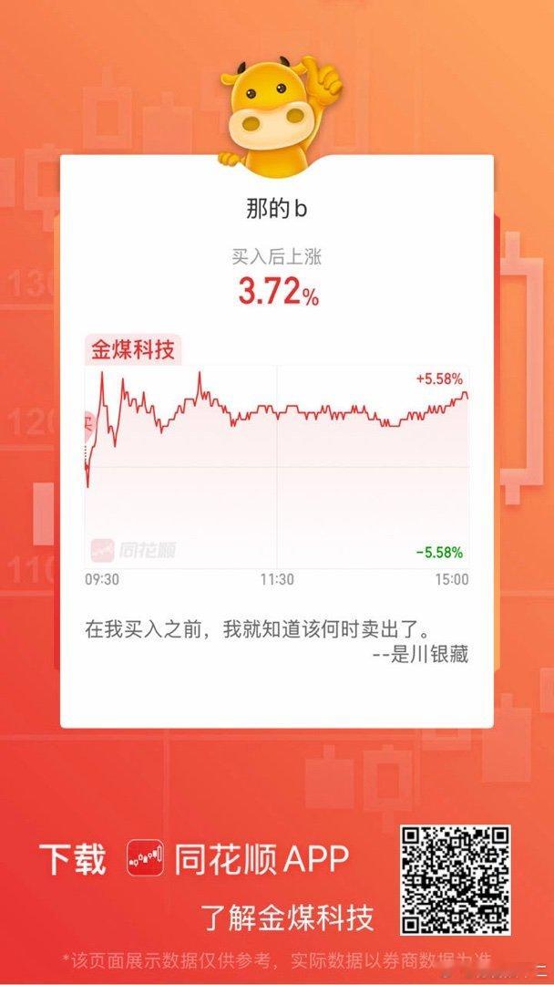 同花顺金煤科技买到一只牛股 